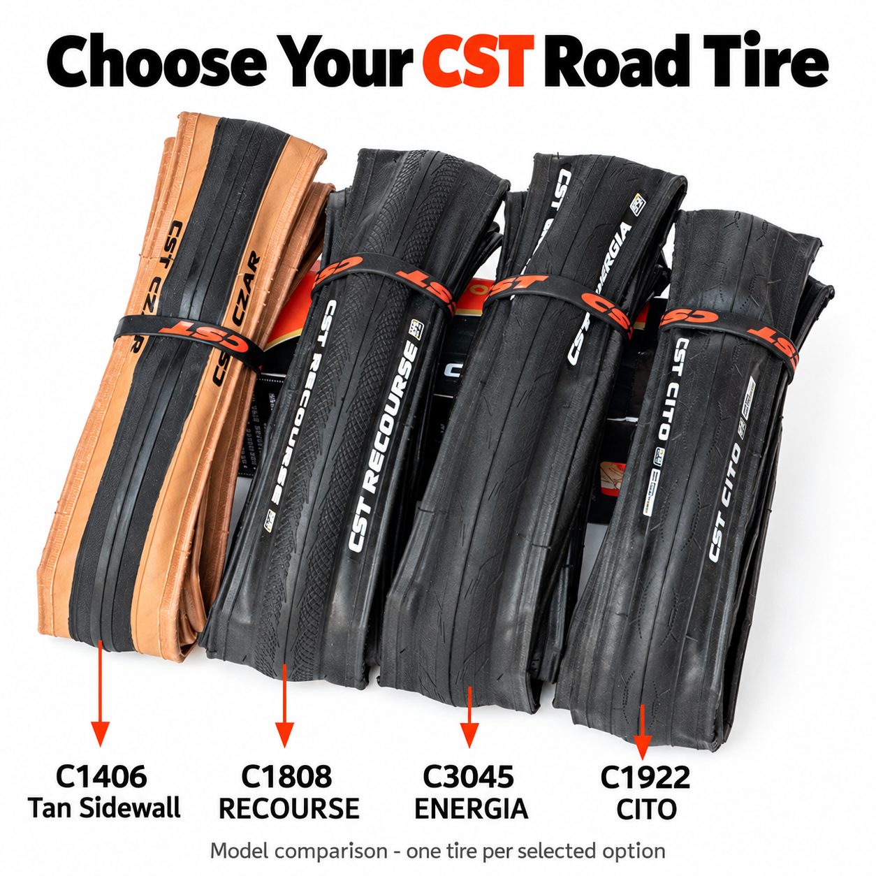 CST 700C Folding Road Bicycle Tires in 700 x 23C, 25C and 28C, C1406 C1761 C1808 C1922 C3045 and C3045N, EPS Protection and Tubeless Ready Option