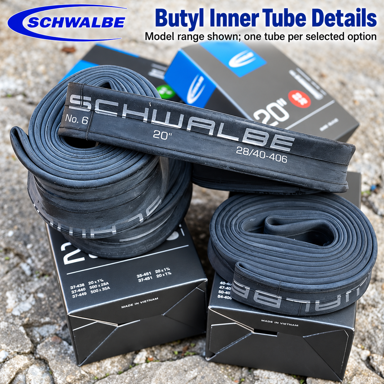 SCHWALBE 20 Inch Butyl Bicycle Inner Tubes for 406 and 451 Wheels, AV6 SV6 SV7 AV7A SV7A SV7B with 40 mm Schrader or Presta Valve Options - detail 8