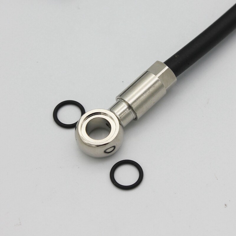 DJC 2m Black Hydraulic Disc Brake Hose Kit with Silver Banjo Fitting for Shimano SLX XT XTR, 2.0 mm Inner and 5.0 mm Outer Diameter