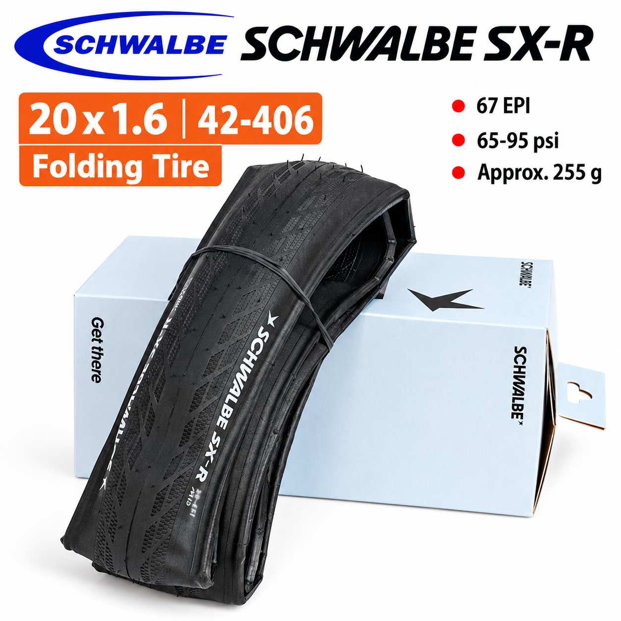 SCHWALBE SX-R 20 Inch Folding BMX Bicycle Tires, 42-406 20 x 1.6, 47 ...