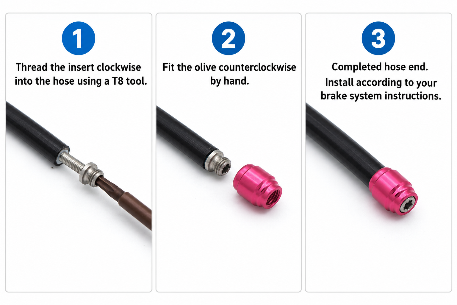 Stealth-a-majig Brake Hose Olive and Threaded Insert Kit Compatible With SRAM AVID, Single Set or 10 Sets with T8 Tool, for 5.0 x 2.0 mm Hose