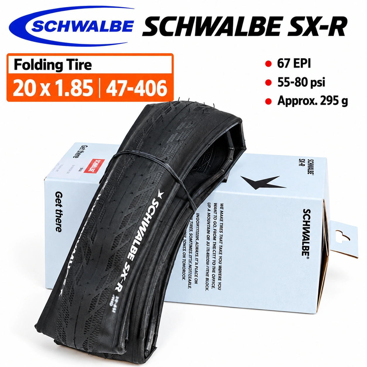 SCHWALBE SX-R 20 Inch Folding BMX Bicycle Tires, 42-406 20 x 1.6, 47 ...