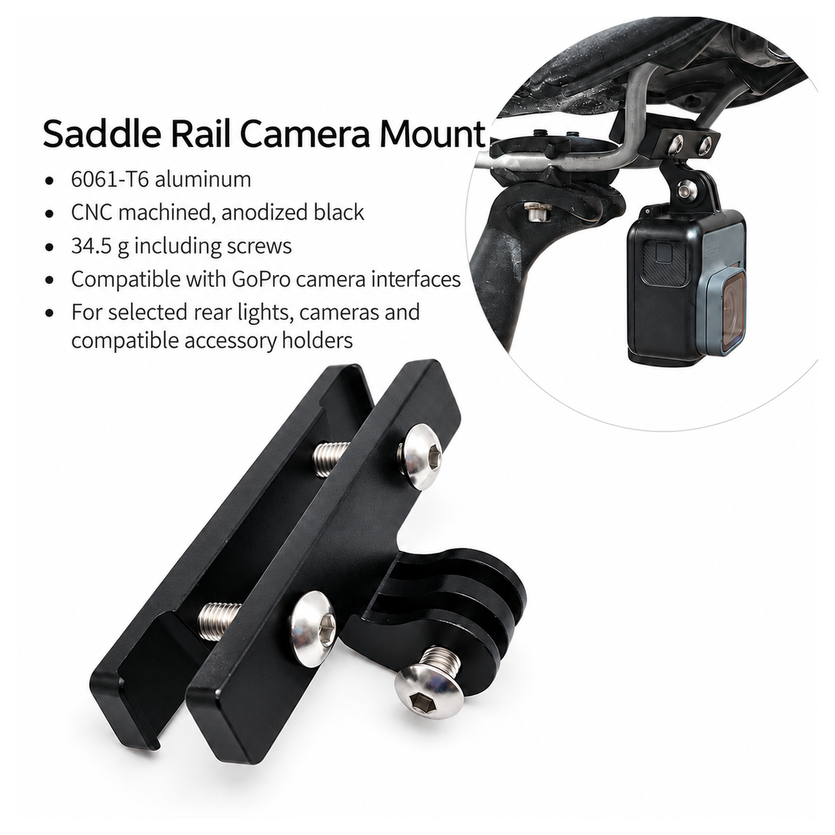 Ecc Interface 6061-T6 Aluminum Saddle Rail Camera Mount Bracket, Black CNC Anodized ...