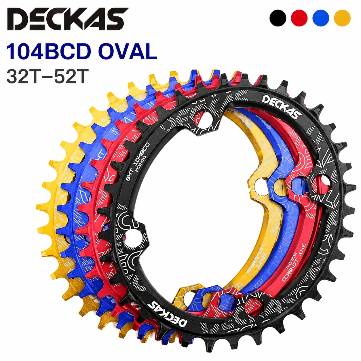 Deckas Bike Chainring Oval 104BCD 32T 34T 36T 38T 40 42 44 46 48 50 52 T Tooth MTB Road Bikes Mountain Chainwheel 104 Bcd