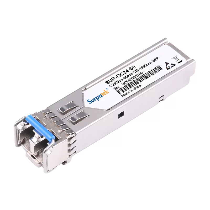 1.25g 1550nm 60km Dual Fiber SFP Cisco Compatible 1000BASE-ZX SFP DOM LC SMF Transceiver Module