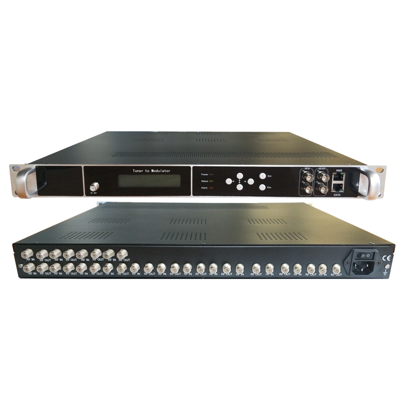 RF Modulator Tuner T/T2 to RF/ASI 16 Channels DVBC input to RF/ASI output Modulator