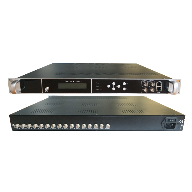 RF Modulator Tuner T/T2 to RF/ASI 8 Channels DVBC input to RF/ASI output Modulator