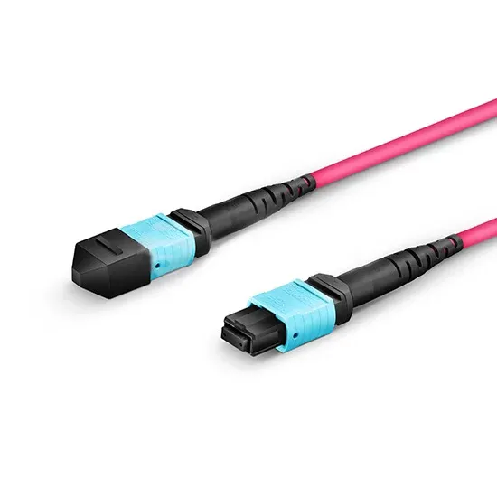 MTP Female To Female 12 Fibers OM4 (OM3) 50 125 Multimode Trunk Cable Type A Elite Plenum (OFNP) Magenta MPO Patch Cord Cable