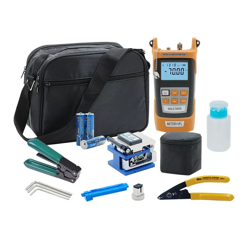Fiber Optic FTTH Tools Kit Include Power Meter Visual Fault Locator Cleaver