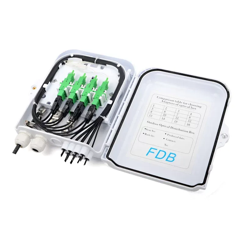 PC ABS white IP65 8 port CTO FDB floor termination fiber optic wall box