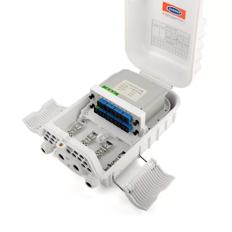 4 inlet 16 out Fiber Optic Distribution Box midspan port uncut design