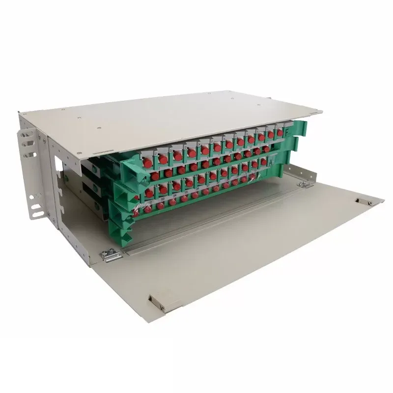 ODF Optical Distribution Frame 48Core FC/UPC Coupler With Pigtail Optical Fiber Splicing Tray Full Installation