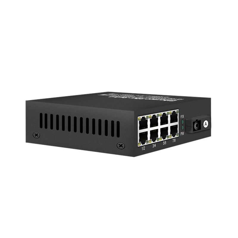 Media Converter 1F8E Fiber To Ethernet 1xSC 8xRJ45 10/100 Base-Tx to 100Base-FX Ethernet Fiber Switch China Manufacturer Wholesaler Price