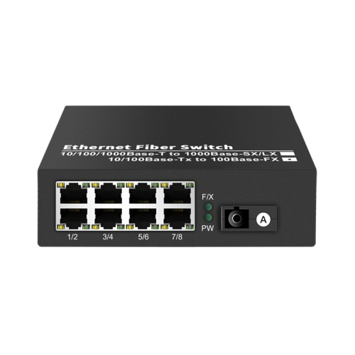 Media Converter 1G8E Fiber To Ethernet 1xSC 8xRJ45 10/100/1000 Base-Tx to 1000Base-FX Ethernet Fiber Switch China Manufacturer Wholesaler Price