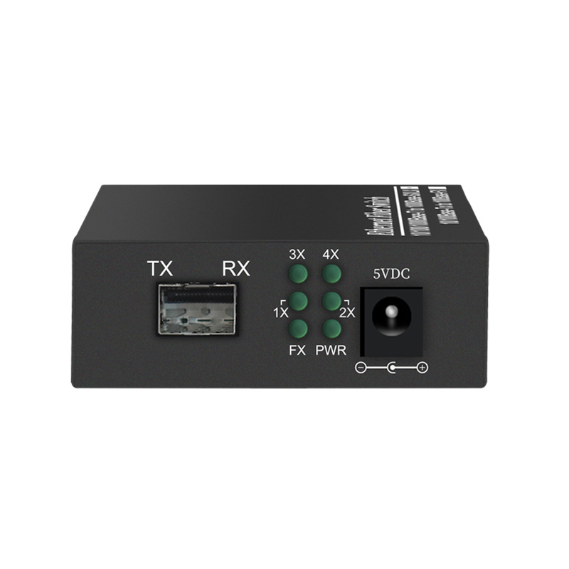 Media Converter Gigabit 1G4E Fiber To Ethernet 1xSFP 4xRJ45 10/100/1000 Base-Tx to 1000Base-FX Ethernet Fiber Switch China Manufacturer Wholesaler Price