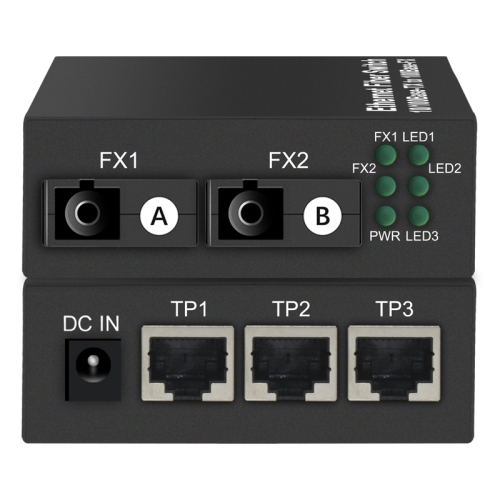 Ethernet Fiber Switch 2F3E 2xSC 3xRJ45 Media Converter Ethernet to Fiber 10/100 Base-Tx to 100Base-FX Fiber Switch China Manufacturer Wholesaler Price