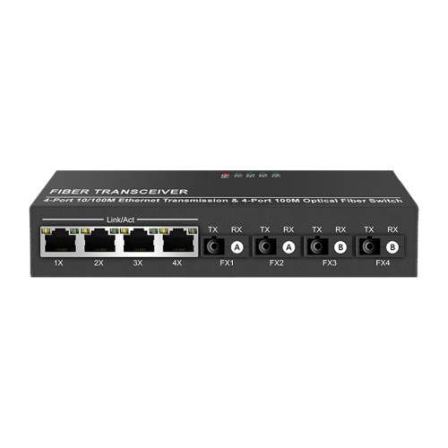 Ethernet Fiber Switch 4F4E 4xSC 4xRJ45 Ethernet to Fiber 10/100 Base-Tx to 100Base-SX/LX Fiber Switch China Manufacturer Wholesaler Price