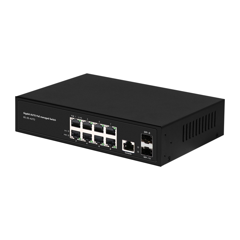 Managed Switches 8GE POE+2GE SFP 24V/48V Automatic Matching Ethernet 2xSFP 8xRJ45 Full Gigabit Ports Layer 2 Ethernet Fiber POE Switch China Manufacturer Wholesaler Price