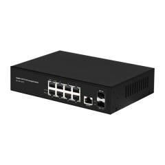 Managed Switches 8GE POE+2GE SFP 24V/48V Automatic Matching Ethernet 2xSFP 8xRJ45 Full Gigabit Ports Layer 2 Ethernet Fiber POE Switch China Manufacturer Wholesaler Price