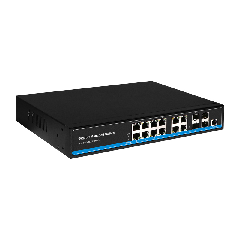 Managed Switches 8GE POE+4GE COMBO Ethernet 4xSFP 12xRJ45 Full Gigabit Ports Layer 2 Ethernet Fiber POE Switch China Manufacturer Wholesaler Price