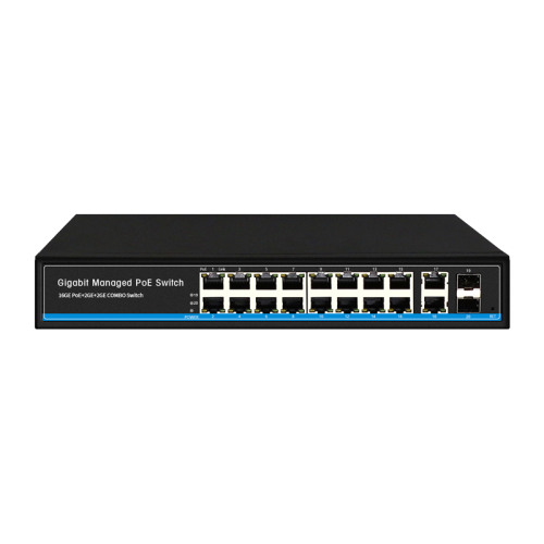 Managed Switches 16GE POE+2GE COMBO+2GE SFP Ethernet 2xSFP 18xRJ45 Full Gigabit Ports Layer 2 Ethernet Fiber POE Switch China Manufacturer Wholesaler Price