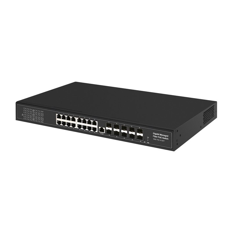 Managed Switches 16GE POE+10GE SFP Ethernet 10xSFP 16xRJ45 Full Gigabit Ports Layer 2 Ethernet Fiber POE Switch China Manufacturer Wholesaler Price