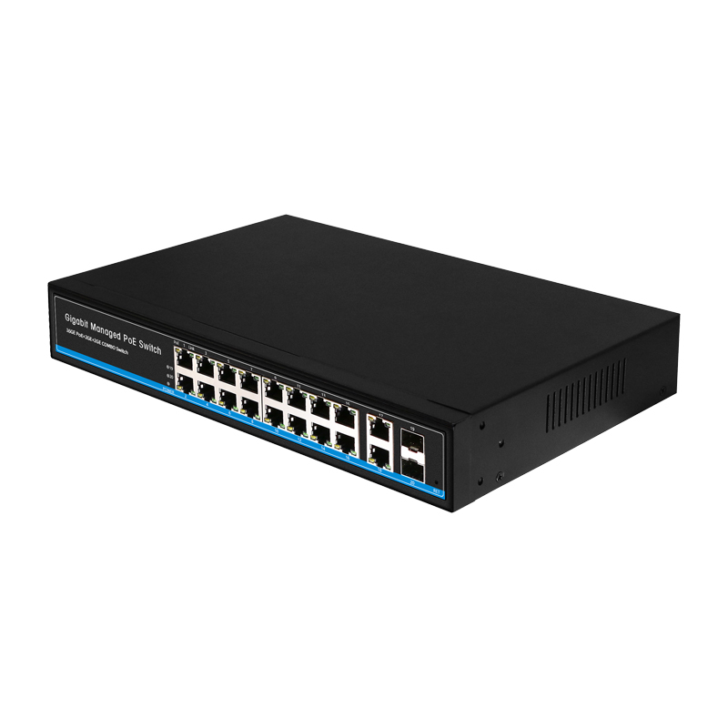 Managed Switches 16GE POE+2GE COMBO+2GE SFP Ethernet 2xSFP 18xRJ45 Full Gigabit Ports Layer 2 Ethernet Fiber POE Switch China Manufacturer Wholesaler Price