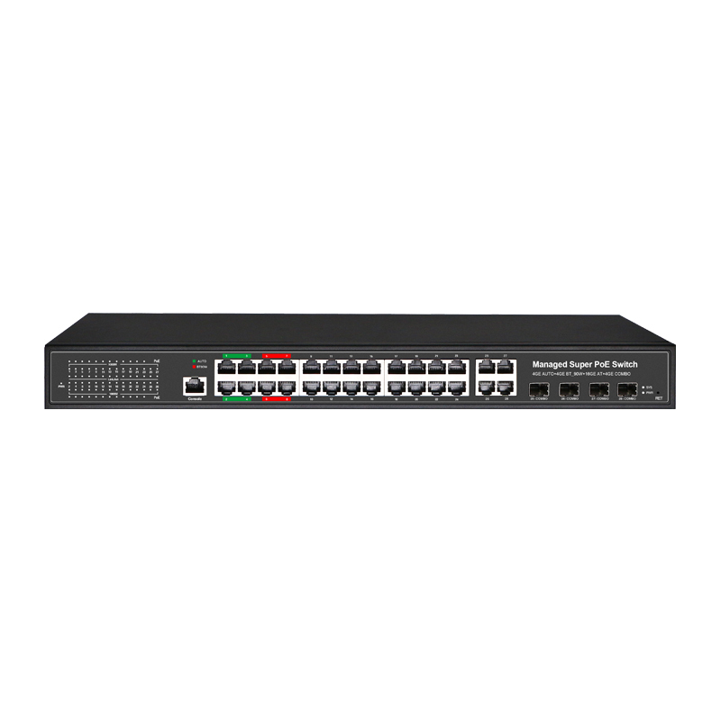 Managed Switches 4GE AUTO+4GE BT 90W+16GE AT+4GE COMBO Ethernet 4xSFP 28xRJ45 Full Gigabit Ports Layer 2 Ethernet Fiber POE Switch China Manufacturer Wholesaler Price