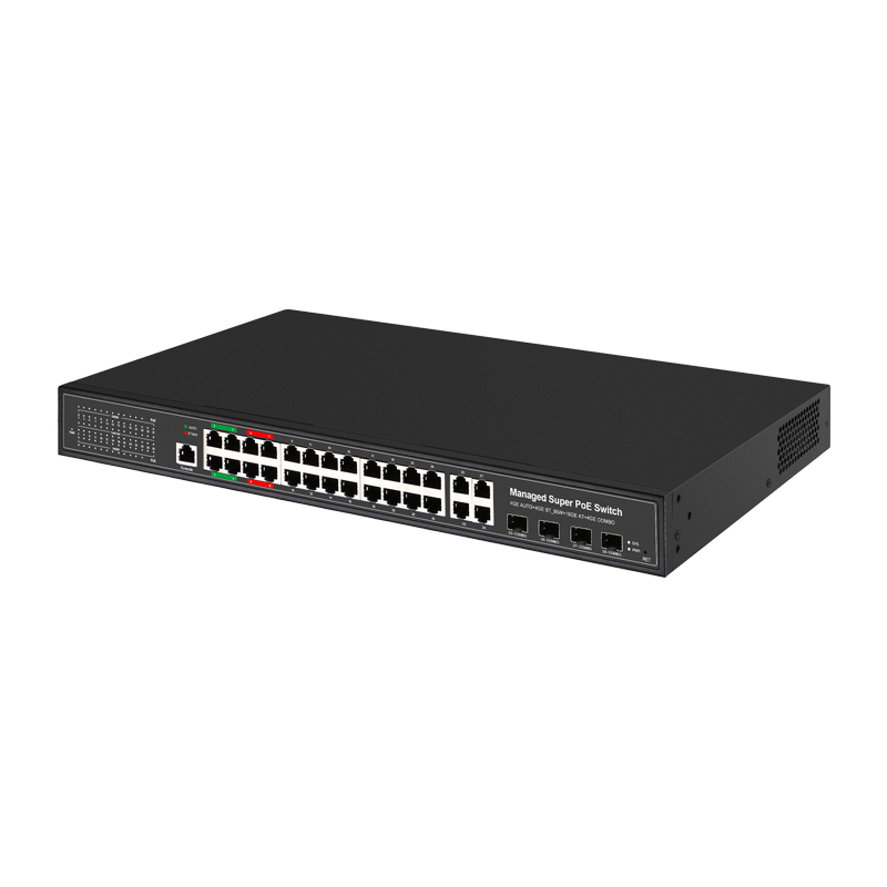 Managed Switches 4GE AUTO+4GE BT 90W+16GE AT+4GE COMBO Ethernet 4xSFP 28xRJ45 Full Gigabit Ports Layer 2 Ethernet Fiber POE Switch China Manufacturer Wholesaler Price