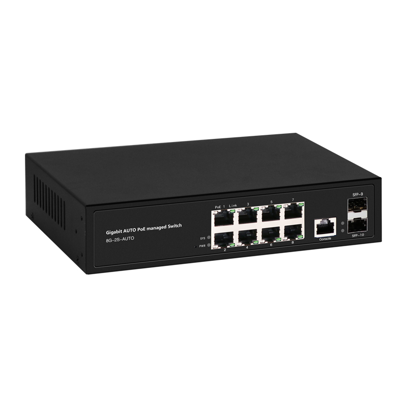Managed Switches 8GE POE+2GE SFP 24V/48V Automatic Matching Ethernet 2xSFP 8xRJ45 Full Gigabit Ports Layer 2 Ethernet Fiber POE Switch China Manufacturer Wholesaler Price
