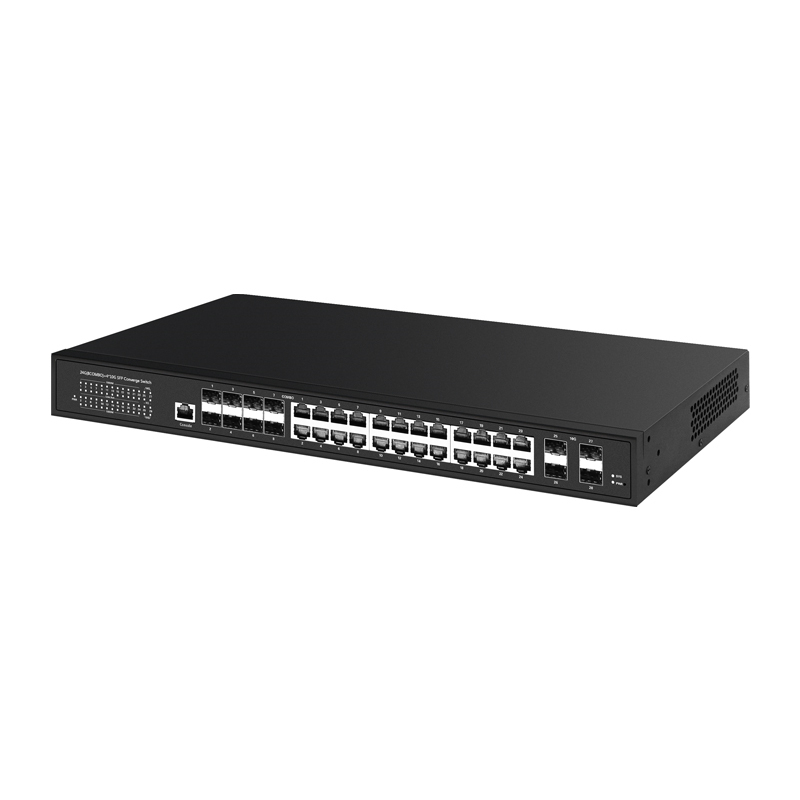 Managed Switches 24GE(8COMBO)+4*10G SFP Ethernet Full Gigabit 24xRJ45 4x10GSFP Ports L3 Switches Layer 3 Management Ethernet Fiber Switch China Manufacturer Wholesaler Price