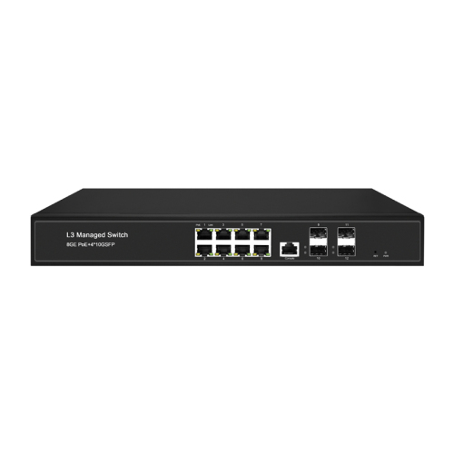 Managed Switches 8GE POE+4*10G SFP Ethernet Full 10 Gigabit 8xRJ45 4xSFP Ports L3 POE Switches Layer 3 Management Ethernet Fiber Switch China Manufacturer Wholesaler Price