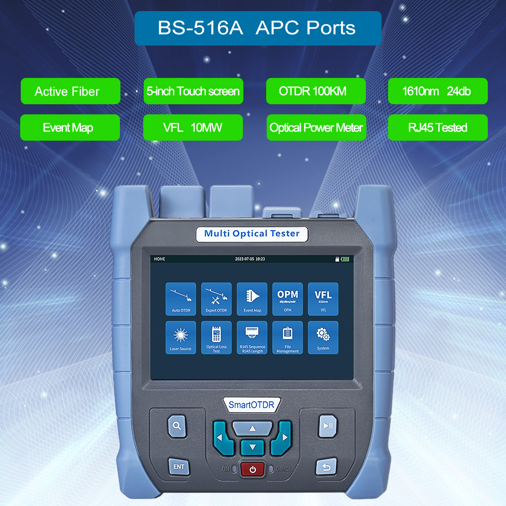 MINi OTDR 1310/1550nm 28/26dB 100KM Fiber Optic Reflectometer Touch Screen VFL OLS OPM Event Map Ethernet Cable Tester 9-in-1 Multifunction