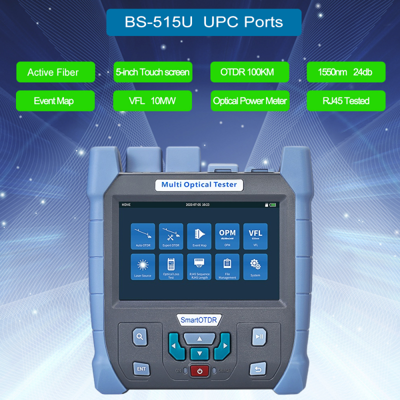 MINi OTDR 1310/1550nm 28/26dB 100KM Fiber Optic Reflectometer Touch Screen VFL OLS OPM Event Map Ethernet Cable Tester 9-in-1 Multifunction