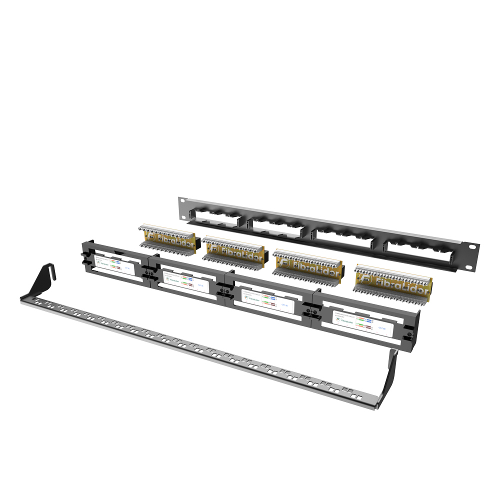 Cat5e Integrated Network Patch Panels 110-Style Patch Panel 24-Port 1RU Cable Management Bar Included