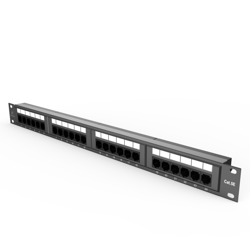 Cat5e Integrated Network Patch Panels 110-Style Patch Panel 24-Port 1RU Cable Management Bar Included
