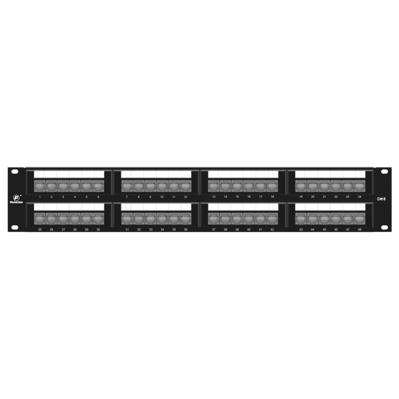 Cat6 Integrated Network Patch Panels 110-Style Patch Panel 48-Port 2RU Cable Management Bar Included