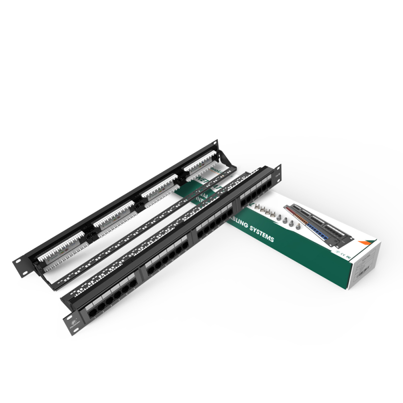 Cat5e Integrated Network Patch Panels 110-Style Patch Panel 24-Port 1RU Cable Management Bar Included