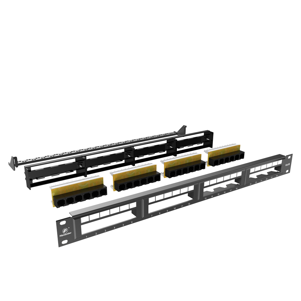 Cat5e Integrated Network Patch Panels 110-Style Patch Panel 24-Port 1RU Cable Management Bar Included