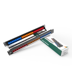 Cat5e Colorful Modular Network Patch Panels 24-Port 1 Rack Mount Cable Management Bar Included