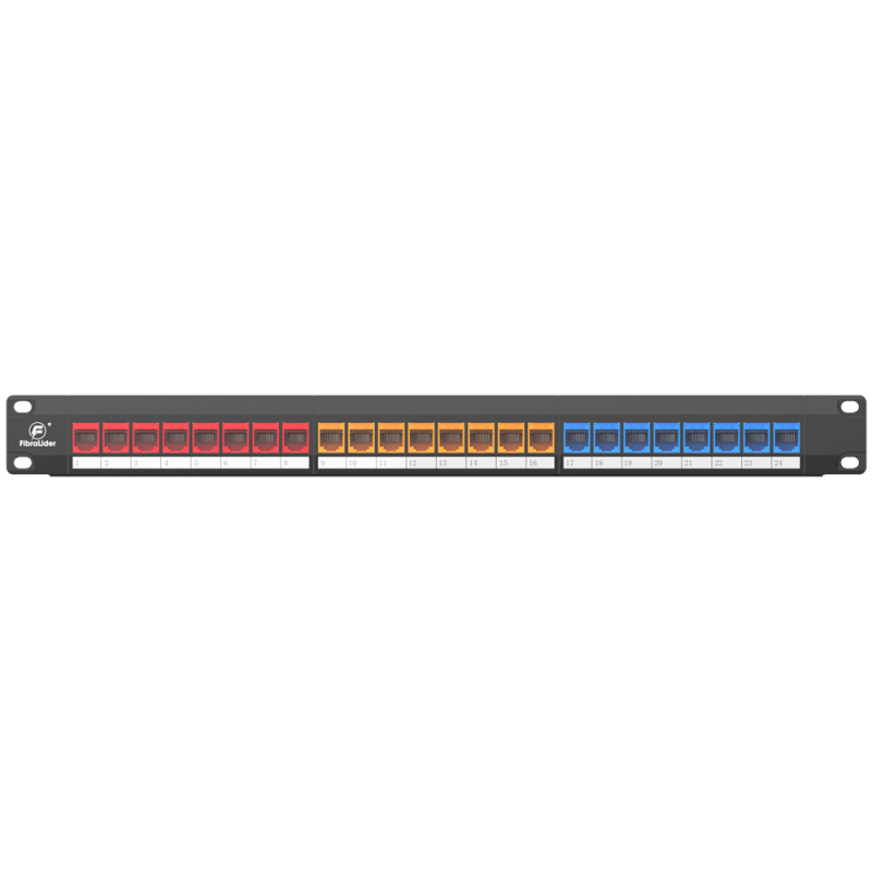 Cat5e Colorful Modular Network Patch Panels 24-Port 1 Rack Mount Cable Management Bar Included