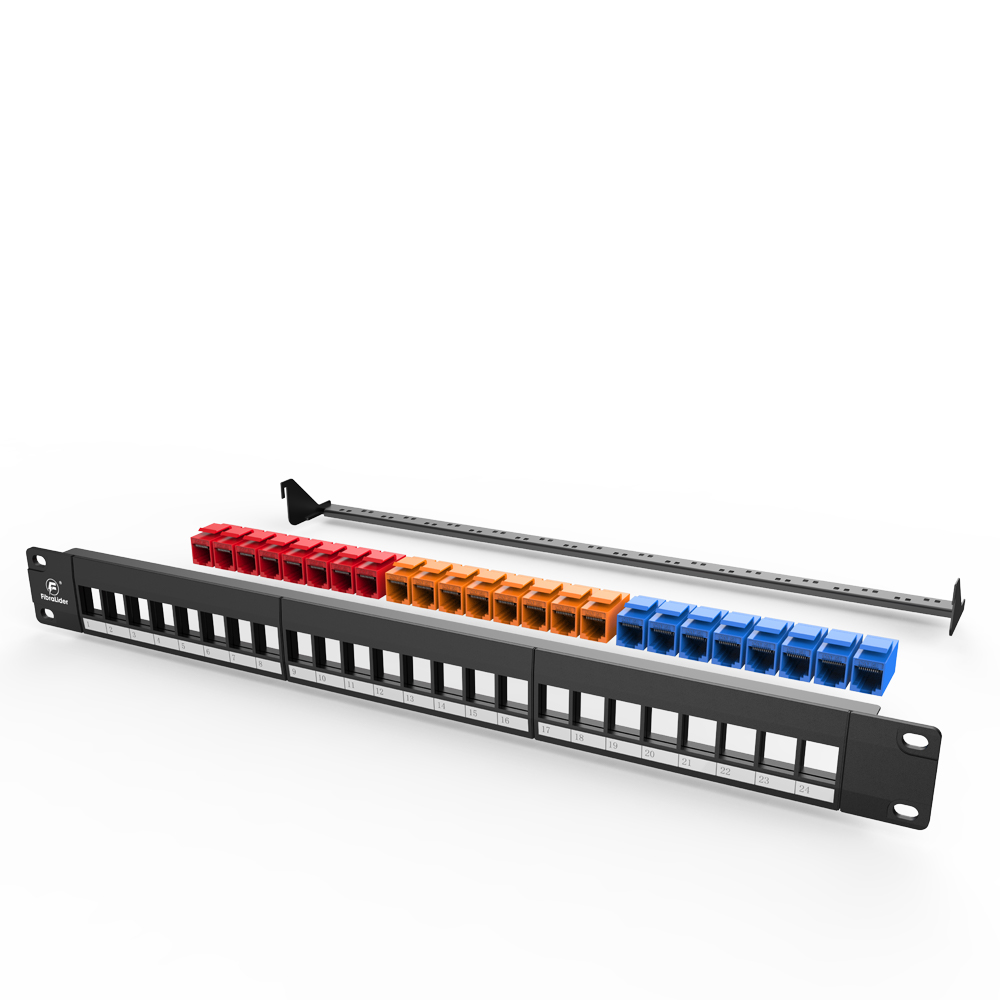Cat5e Colorful Modular Network Patch Panels 24-Port 1 Rack Mount Cable Management Bar Included