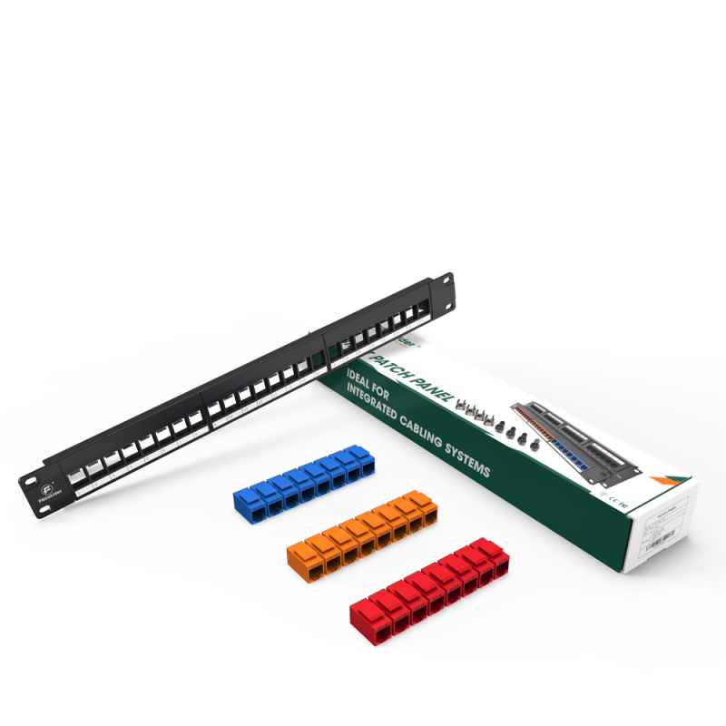 Cat5e Colorful Modular Network Patch Panels 24-Port 1 Rack Mount Cable Management Bar Included