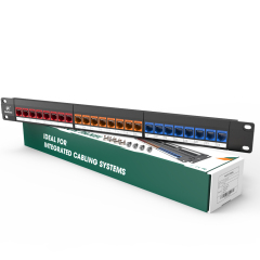 Cat5e Colorful Modular Network Patch Panels 24-Port 1 Rack Mount Cable Management Bar Included