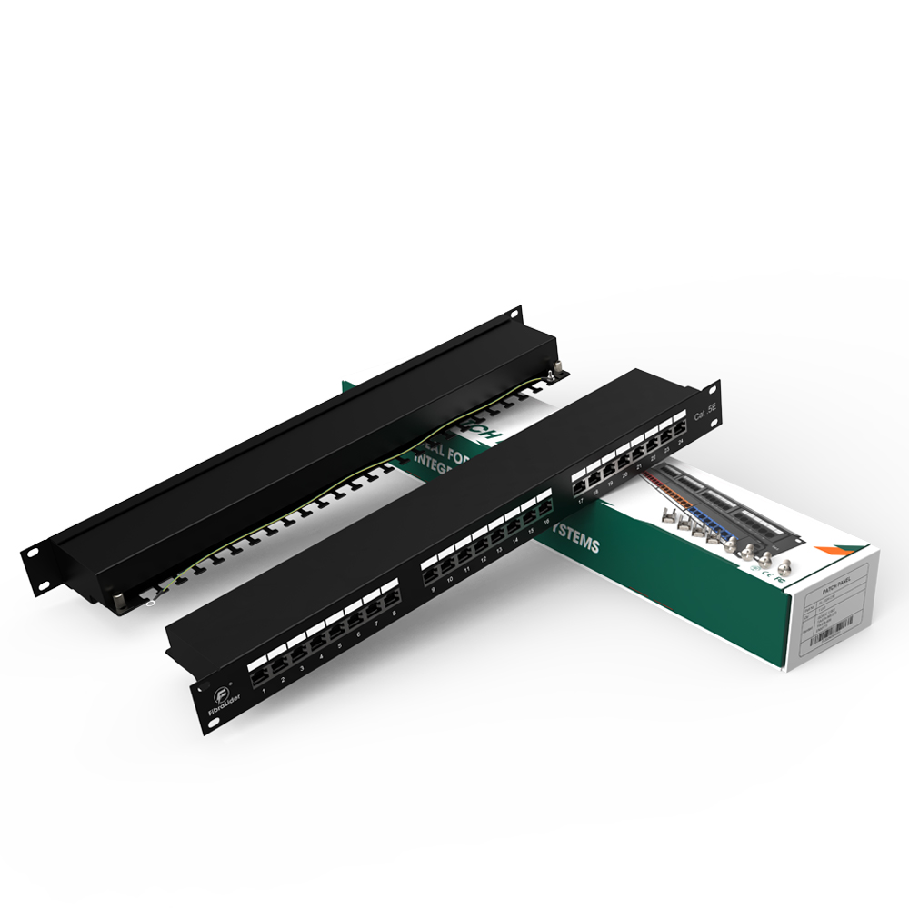 24 Port CAT5e Shielded FTP Copper Patch Panel 1U 19″ Metal Housing