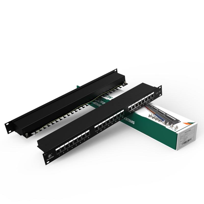 24 Port CAT5e Shielded FTP Copper Patch Panel 1U 19″ Metal Housing
