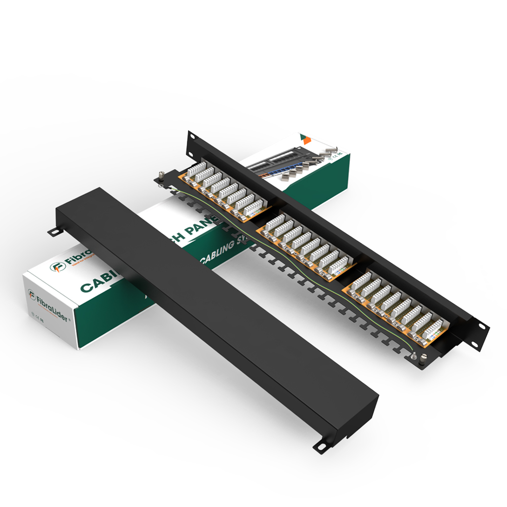 24 Port CAT5e Shielded FTP Copper Patch Panel 1U 19″ Metal Housing