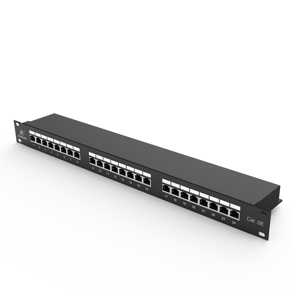 24 Port CAT5e Shielded FTP Copper Patch Panel 1U 19″ Metal Housing