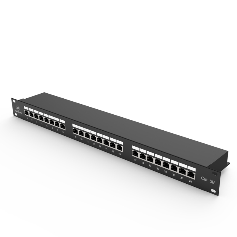 24 Port CAT5e Shielded FTP Copper Patch Panel 1U 19″ Metal Housing