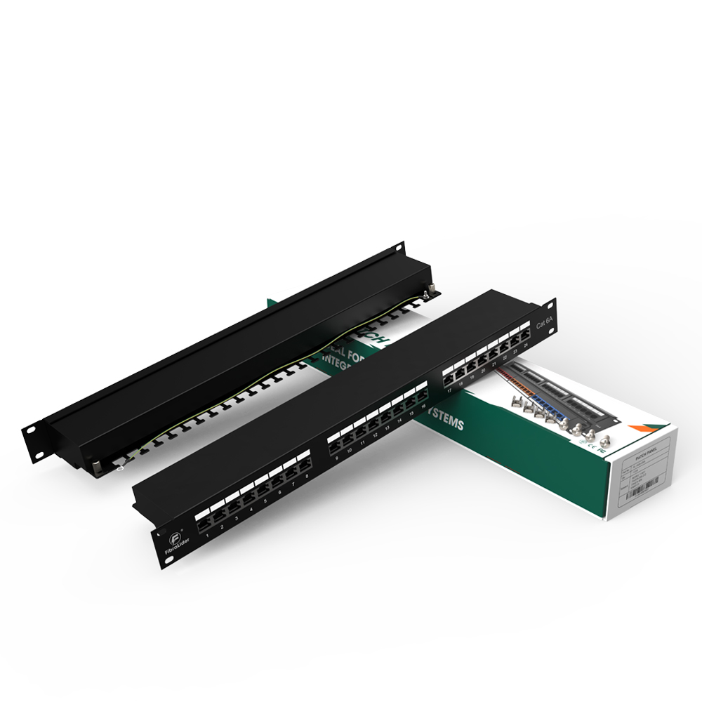 24 Port CAT6A Shielded FTP Copper Patch Panel 1U Category 6 Patch Panels 19″ Metal Housing
